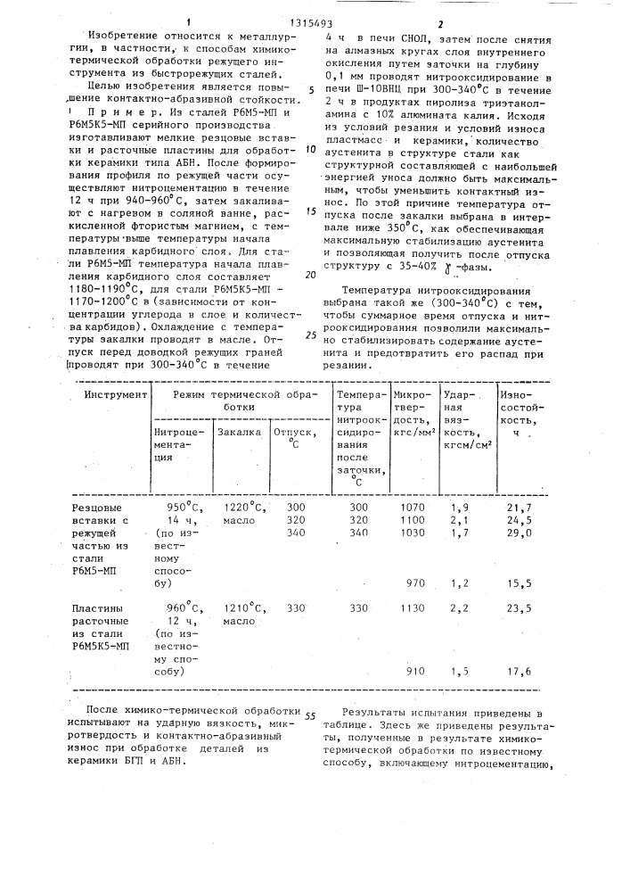 Способ термической обработки инструмента из порошковых быстрорежущих сталей (патент 1315493)