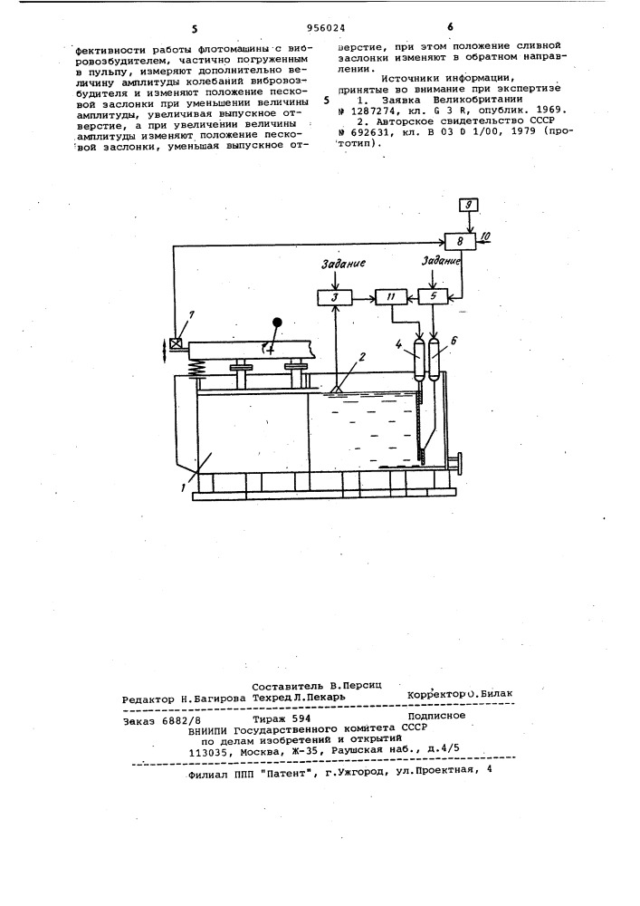 Способ автоматического управления флотационной машиной (патент 956024)