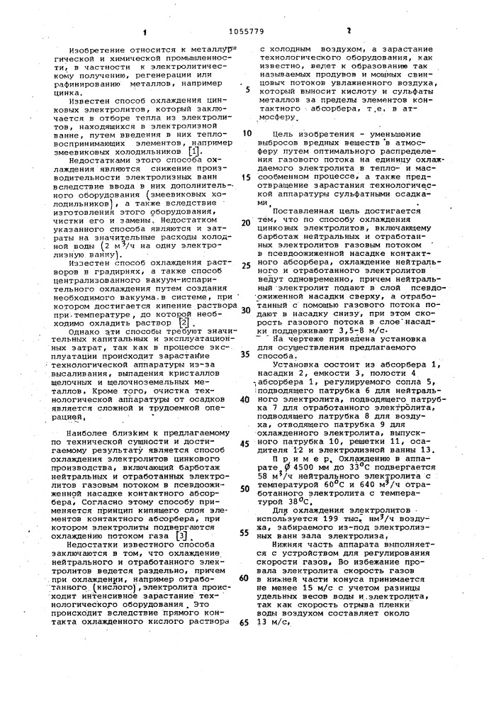 Способ охлаждения электролитов цинкового производства (патент 1055779)