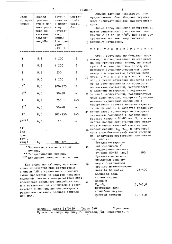 Обои (патент 1348437)