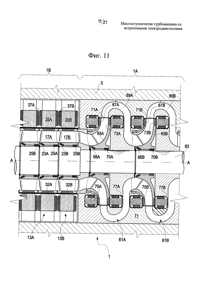 Многоступенчатая турбомашина со встроенными электродвигателями (патент 2667532)
