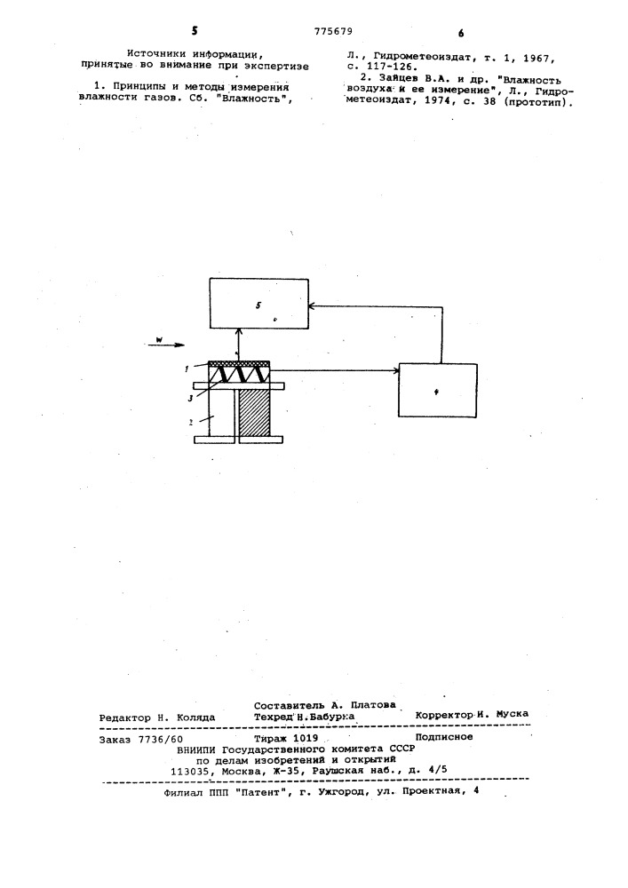 Способ измерения влажности газа (патент 775679)
