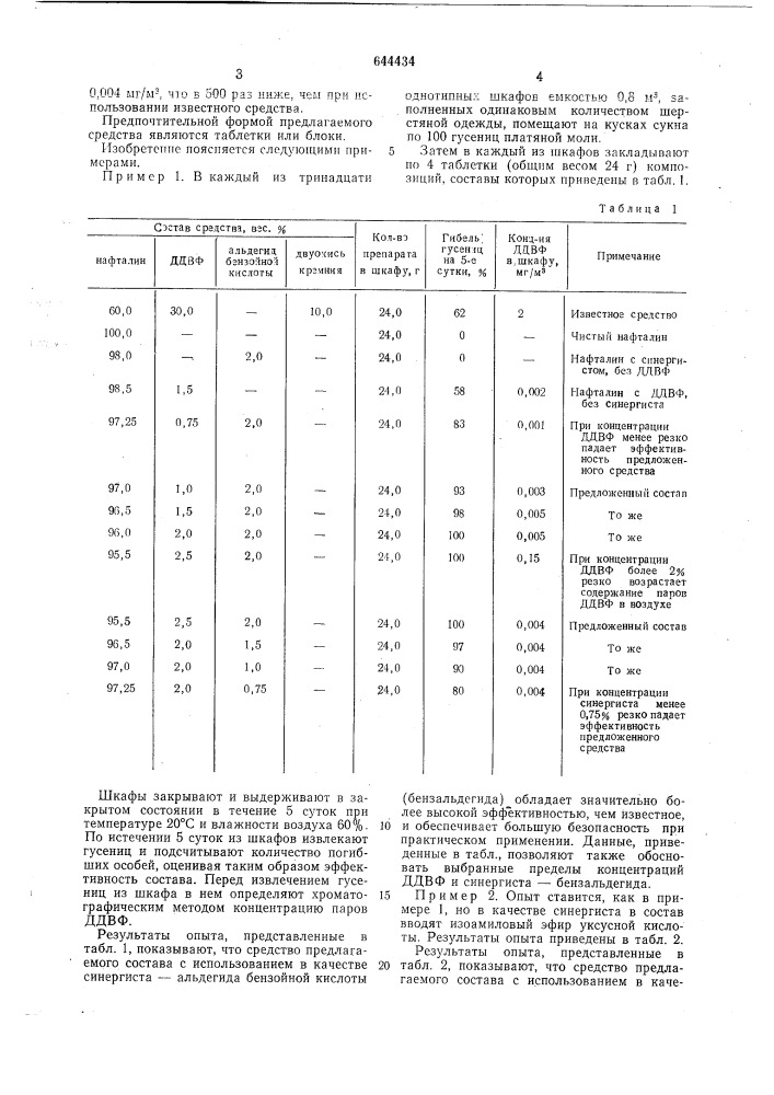 Средство для уничтожения моли (патент 644434)