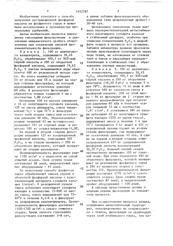 Способ получения фосфорной кислоты (патент 1452787)