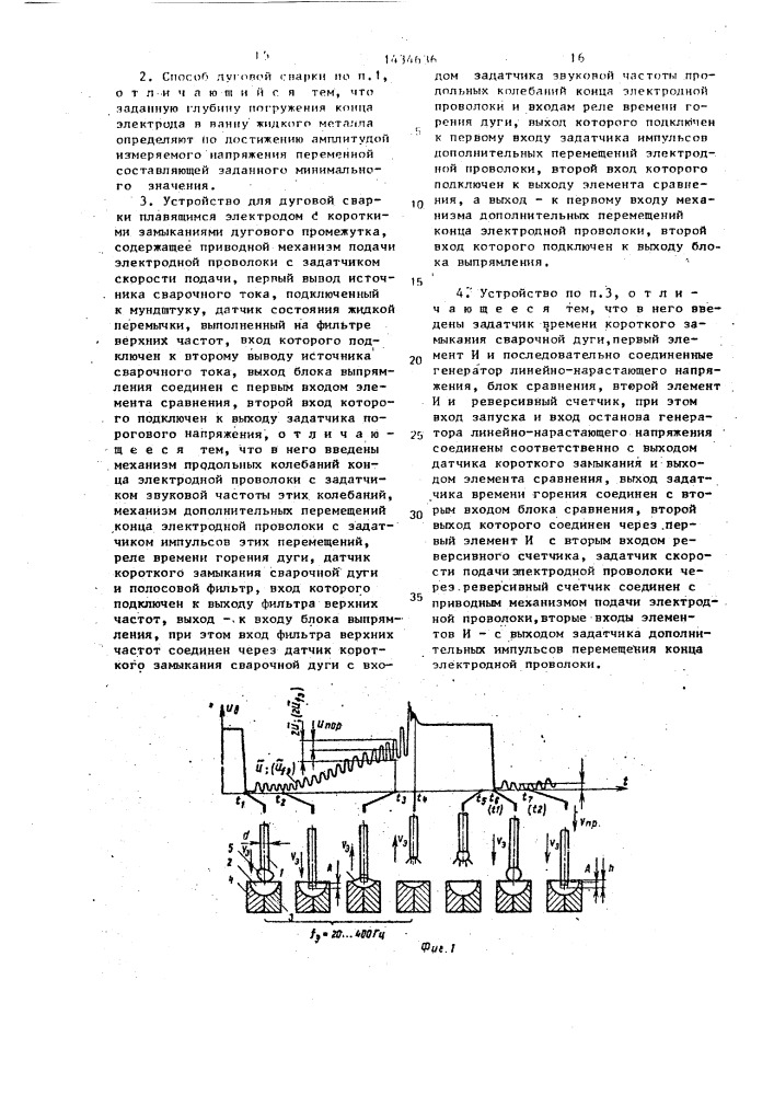 Способ дуговой сварки плавящимся электродом с короткими замыканиями дугового промежутка и устройство для его осуществления (патент 1434636)