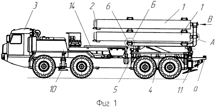 Мобильная пусковая система для транспортировки и пуска ракет из транспортно-пусковых контейнеров при помощи пороховых аккумуляторов давления или парогазогенераторв (патент 2568820)