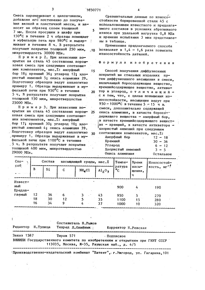 Способ получения диффузионных покрытий на стальных изделиях (патент 1650771)