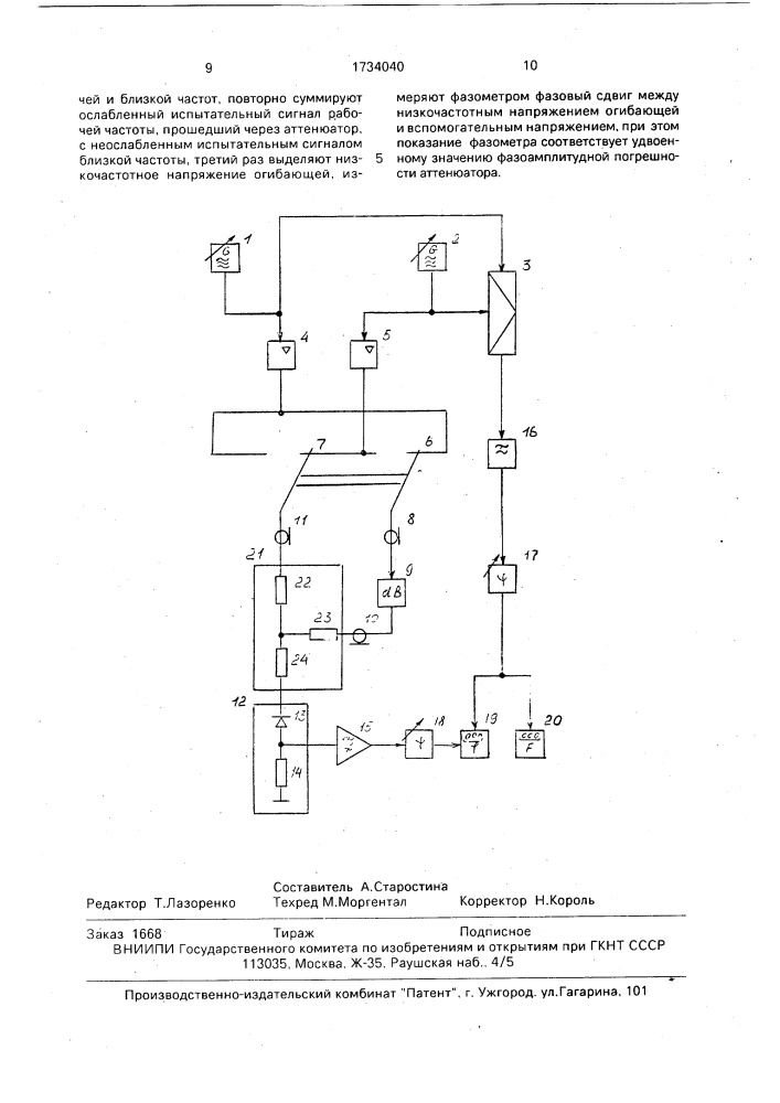 Способ определения фазоамплитудной погрешности (патент 1734040)