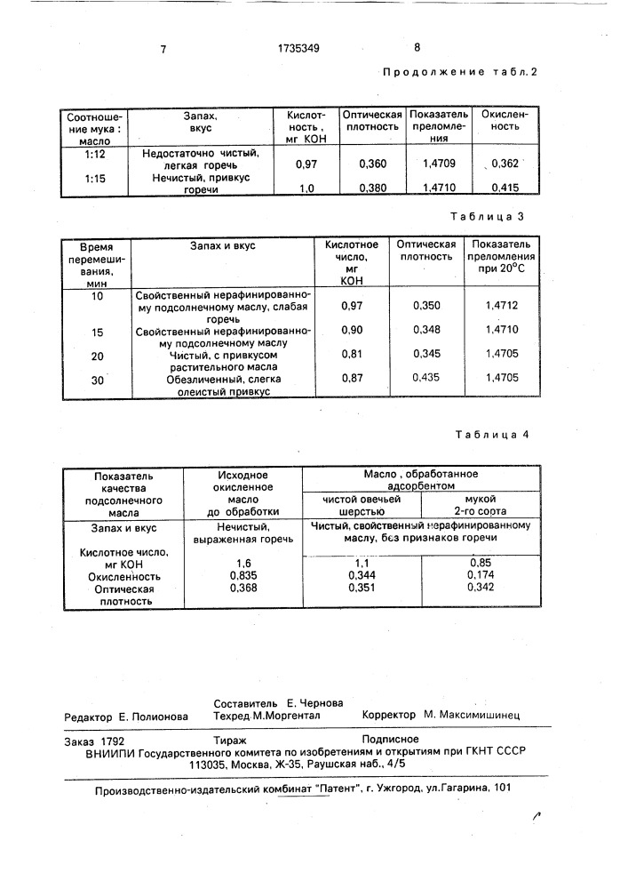 Способ очистки нерафинированного подсолнечного масла от продуктов окисления (патент 1735349)