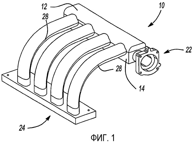 Способ изготовления впускного коллектора для автомобильного двигателя (патент 2357096)