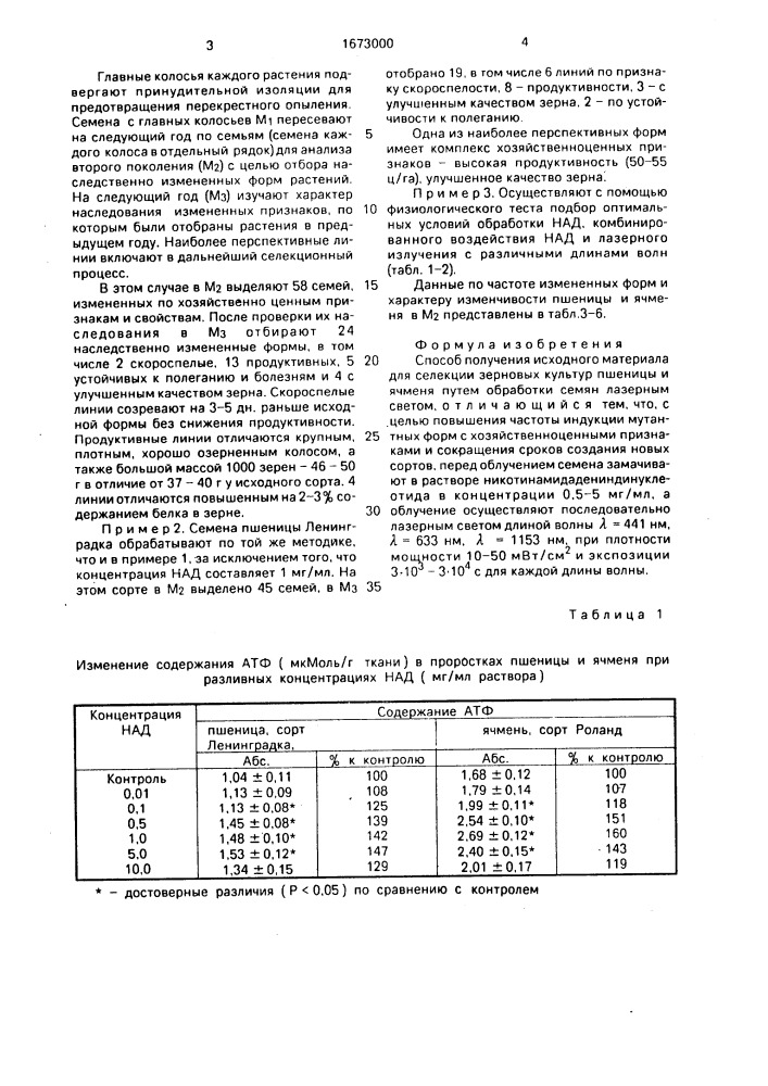 Способ получения исходного материала для селекции зерновых культур пшеницы и ячменя (патент 1673000)