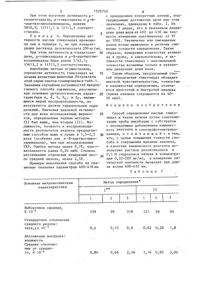 Способ определения кислых гликозидаз в ткани печени (патент 1320750)