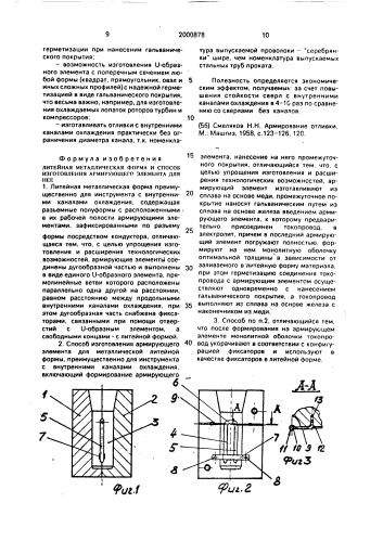 Литейная металлическая форма и способ изготовления армирующего элемента для нее (патент 2000878)