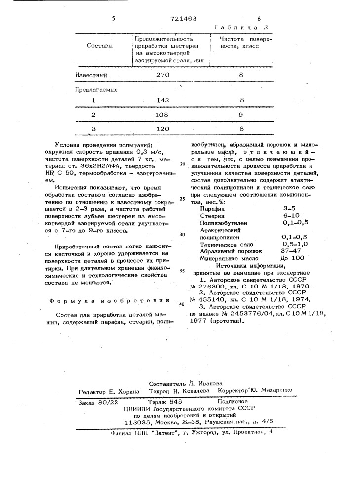 Смазка для обработки металлов резанием (патент 721463)