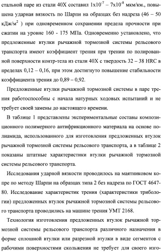 Втулка рычажной тормозной системы рельсового транспорта (патент 2482342)