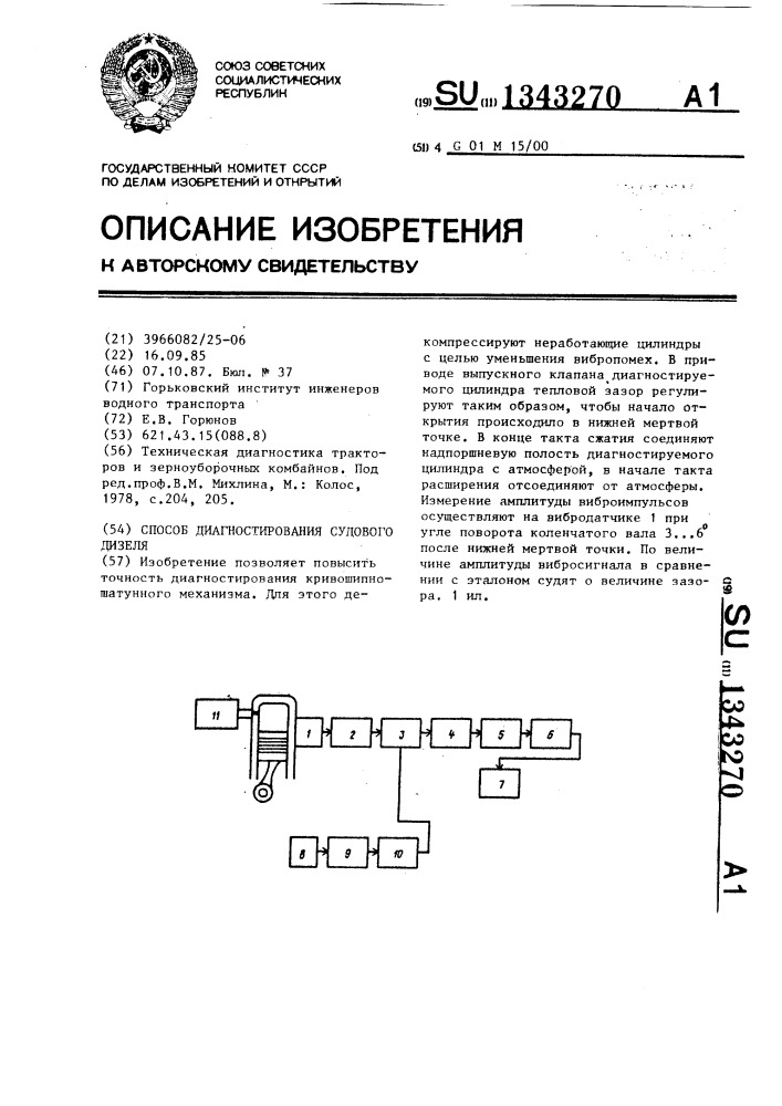 Способ диагностирования судового дизеля (патент 1343270)