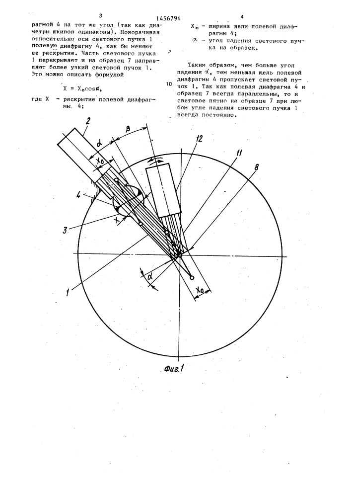 Способ формирования светового пятна на образце при измерении индикатрис рассеяния на гониофотометре (патент 1456794)