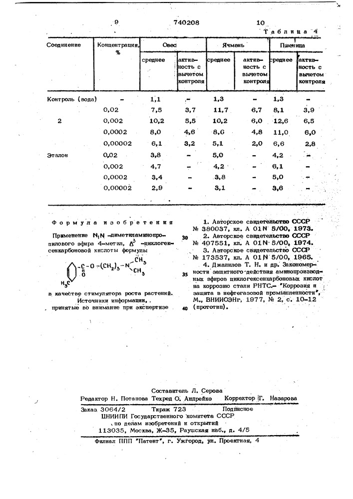 Стимулятор роста растений (патент 740208)