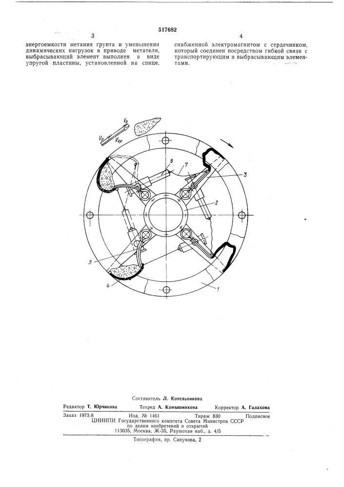 Роторный метатель грунта (патент 517682)