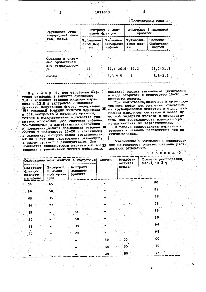 Состав для удаления смолисто-асфальтеновых и парафинистых отложений (патент 1011663)