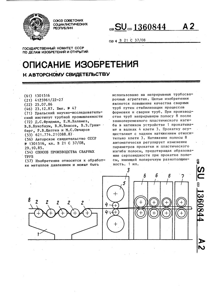 Способ производства сварных труб (патент 1360844)