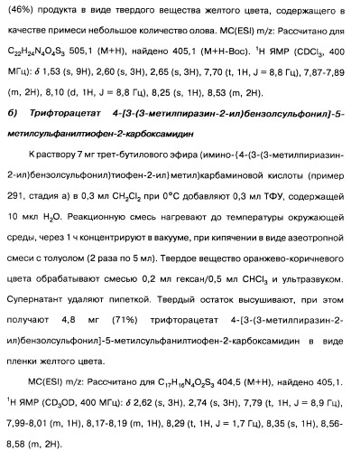 Производные тиофена и фармацевтическая композиция (варианты) (патент 2359967)