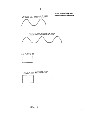 Секция балки с-образная с односторонним обжимом (патент 2580867)