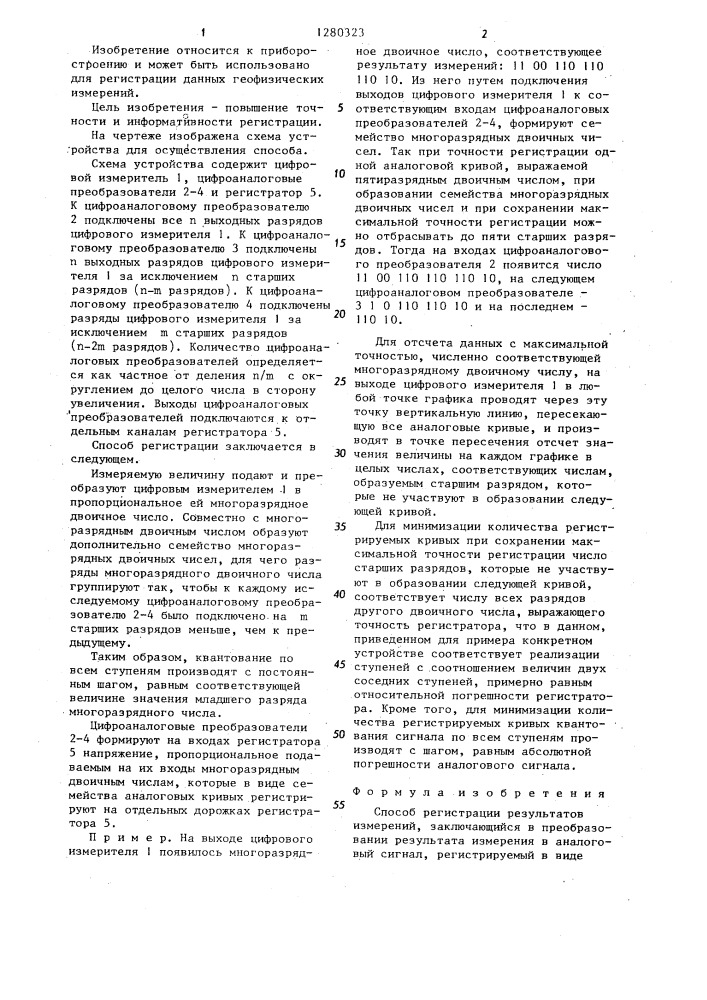 Способ регистрации результатов измерений (патент 1280323)