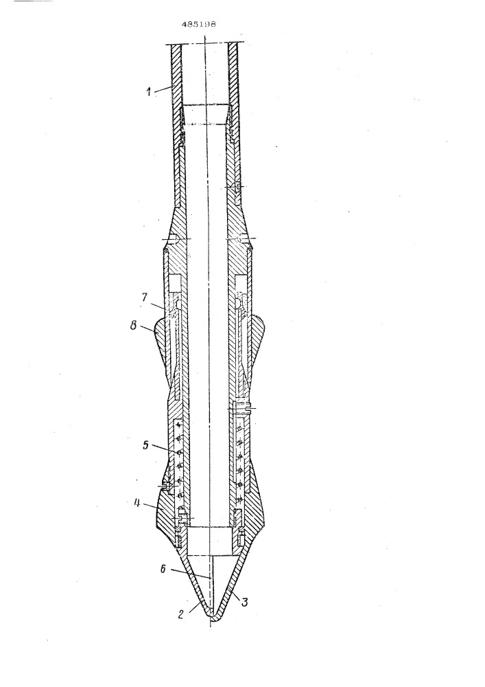 Устройство для изготовления грунтобетонных свай в грунте (патент 485198)