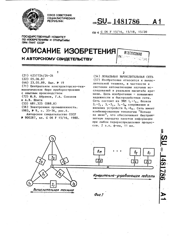 Локальная вычислительная сеть (патент 1481786)