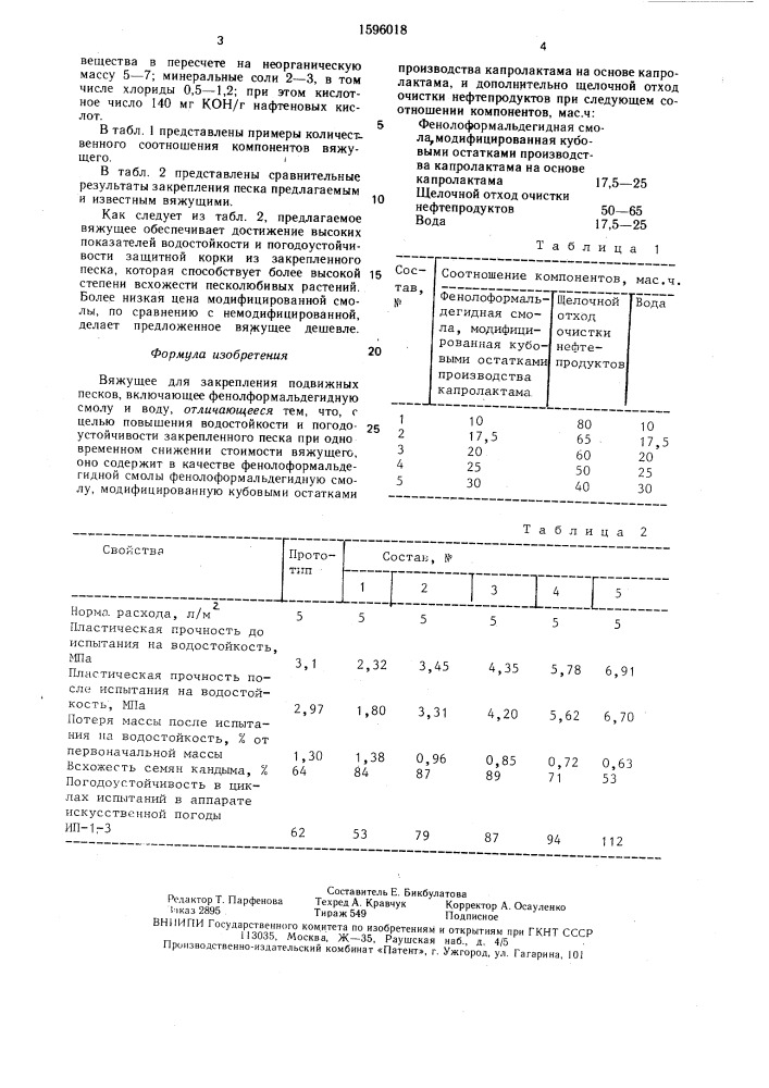 Вяжущее для закрепления подвижных песков (патент 1596018)