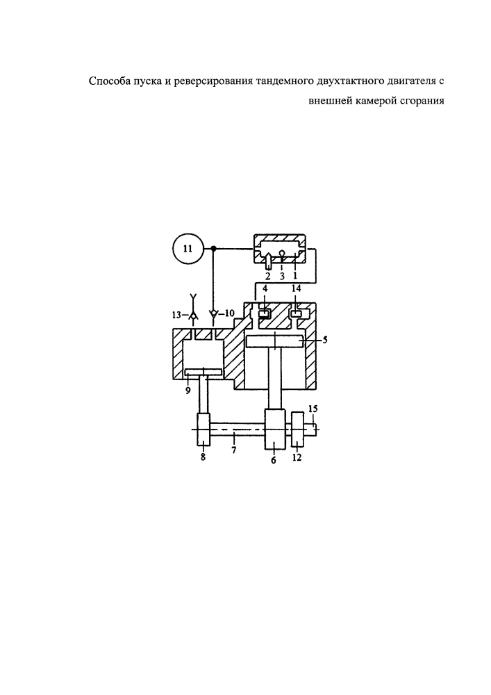 Способ пуска и реверсирования тандемного двухтактного двигателя с внешней камерой сгорания (патент 2637594)