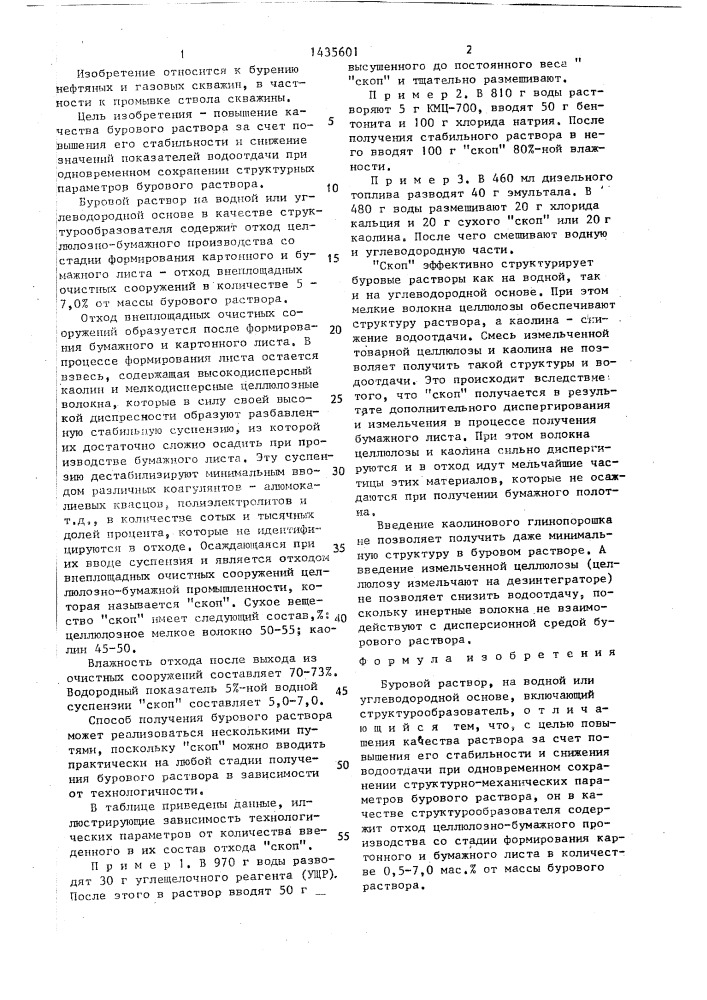 Буровой раствор (патент 1435601)