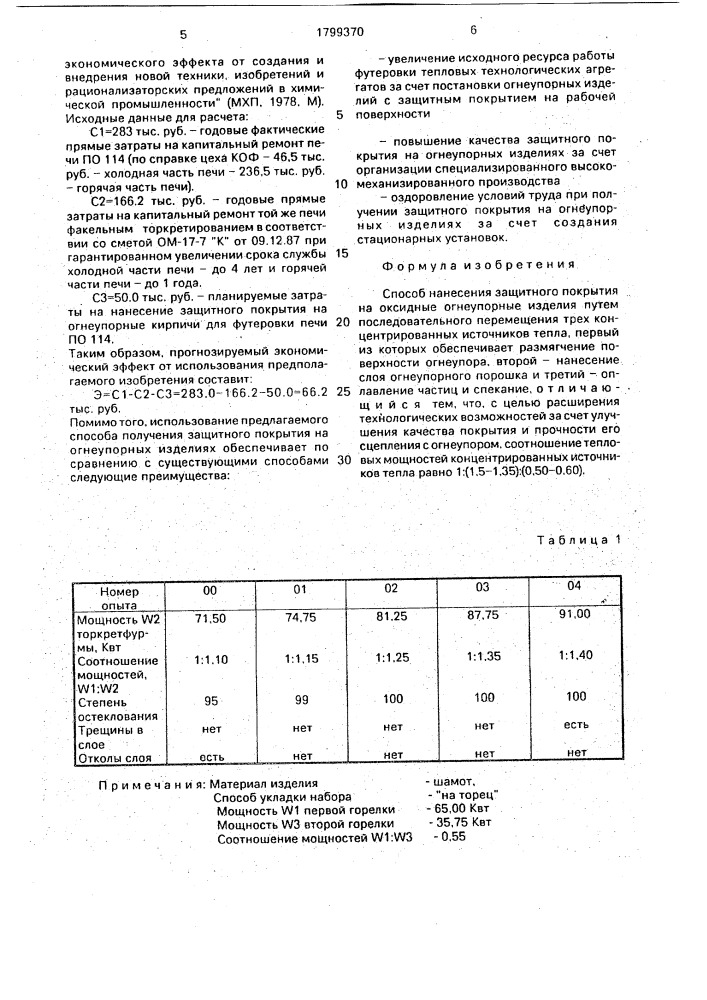 Способ нанесения защитного покрытия на оксидные огнеупорные изделия (патент 1799370)