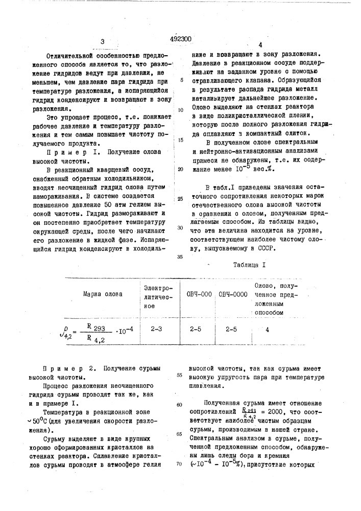 Способ получения химических элементов высокой чистоты (патент 492300)