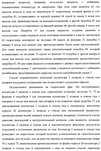 Способ изготовления аппарата воздушного охлаждения газа, способ изготовления теплообменной секции аппарата (варианты), способ изготовления камеры входа или выхода газа аппарата, способ гидравлических испытаний теплообменной секции аппарата и способ гидравлических испытаний коллектора подвода и отвода газа аппарата (патент 2364811)