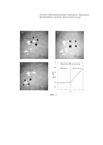Способ стабилизации размера микрокапель, образующих диссипативную структуру "капельный кластер" (патент 2580176)