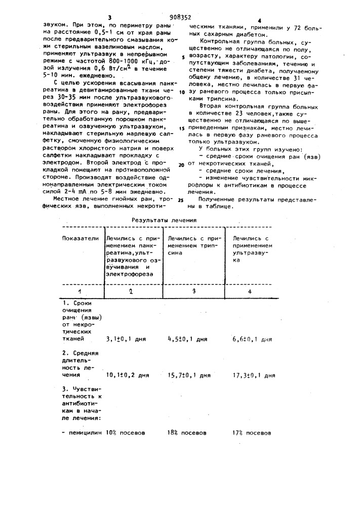 Способ лечения гнойных ран (патент 908352)