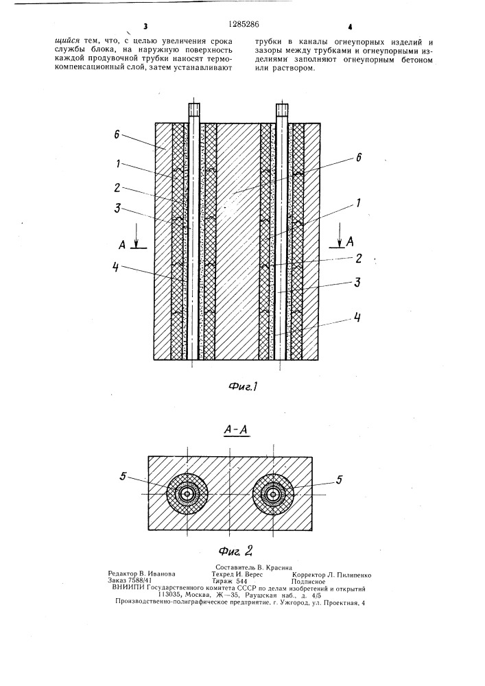 Фурменный блок для глубинной продувки расплавленного металла и способ его изготовления (патент 1285286)