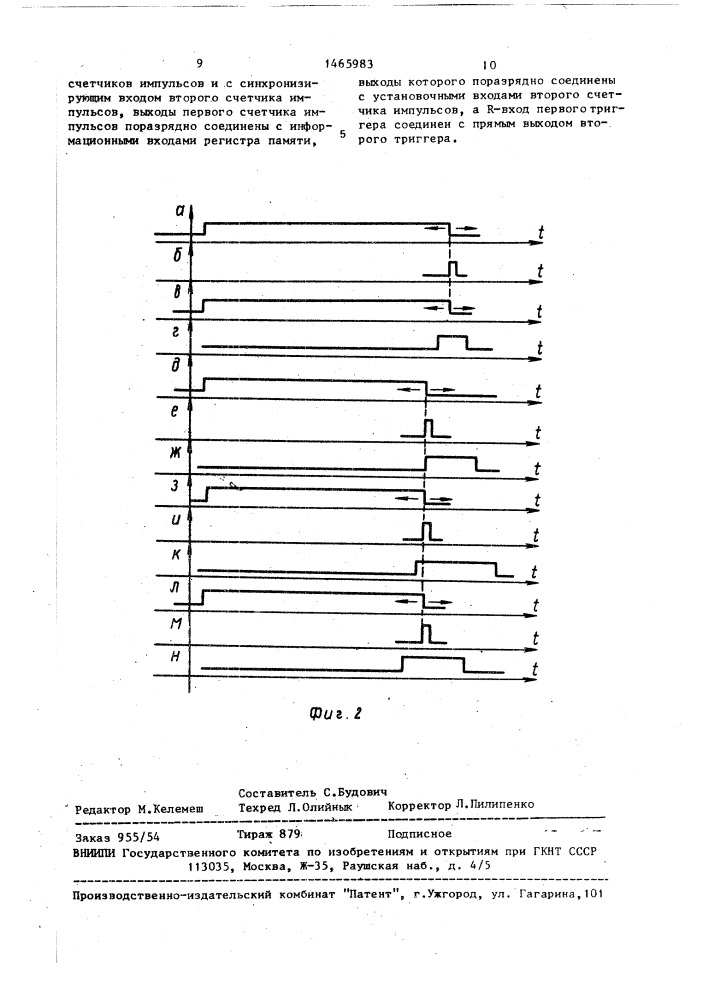 Селектор импульсов по длительности (патент 1465983)