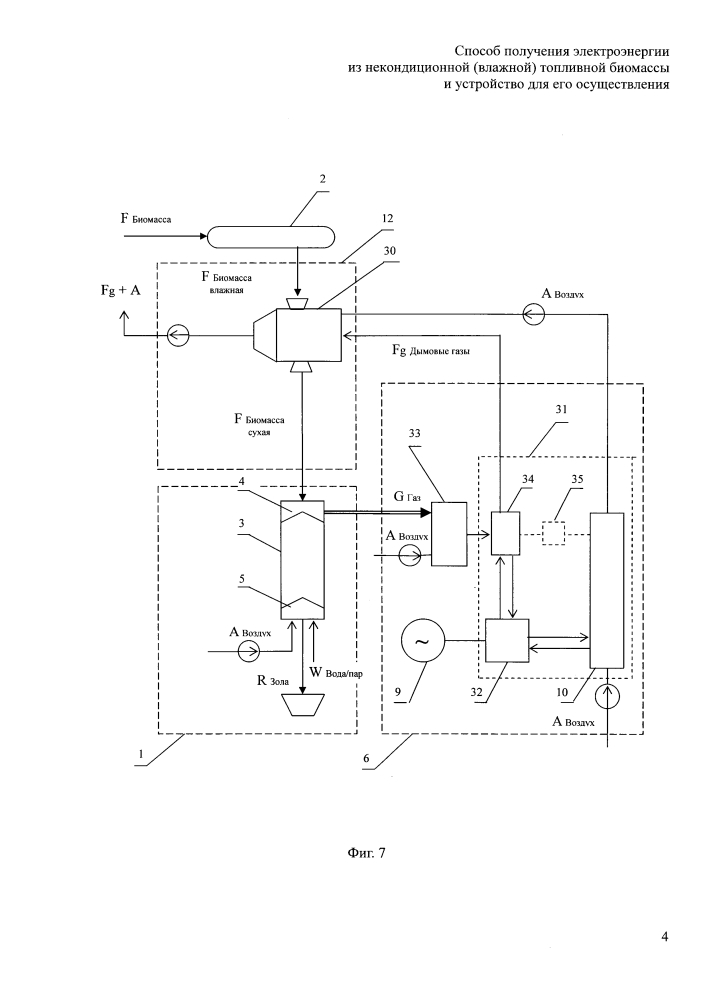 Способ получения электроэнергии из некондиционной (влажной) топливной биомассы и устройство для его осуществления (патент 2631456)