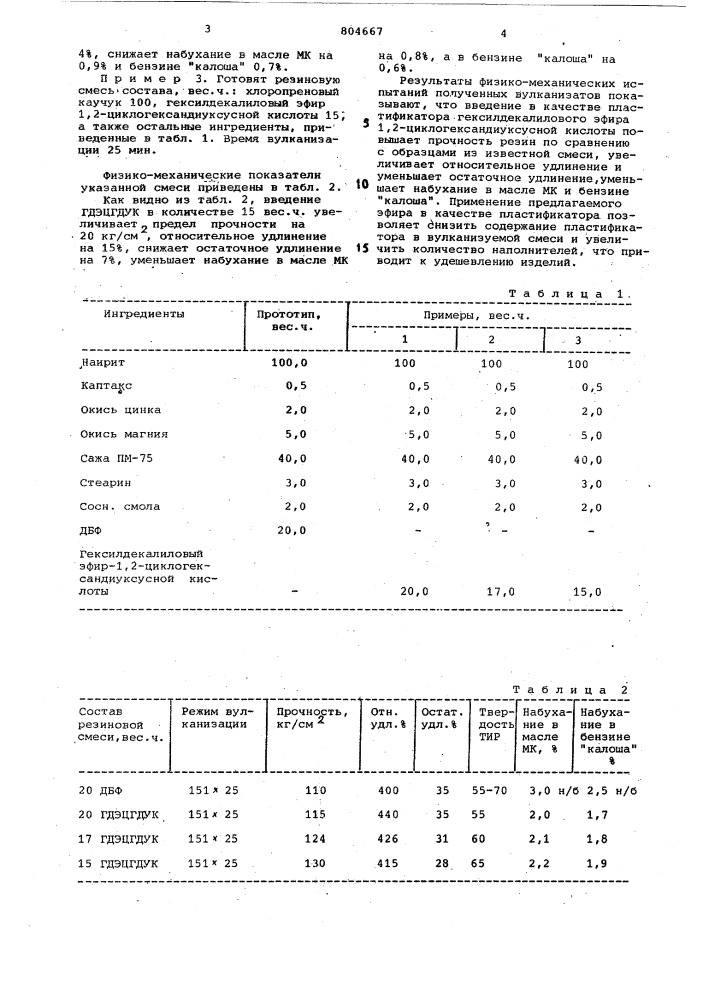 Вулканизуемая резиновая смесь наоснове хлоропренового каучука (патент 804667)