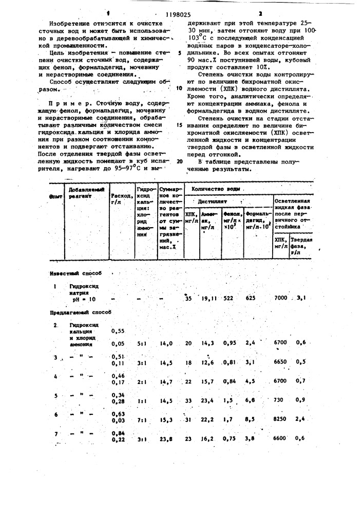 Способ очистки сточных вод (патент 1198025)