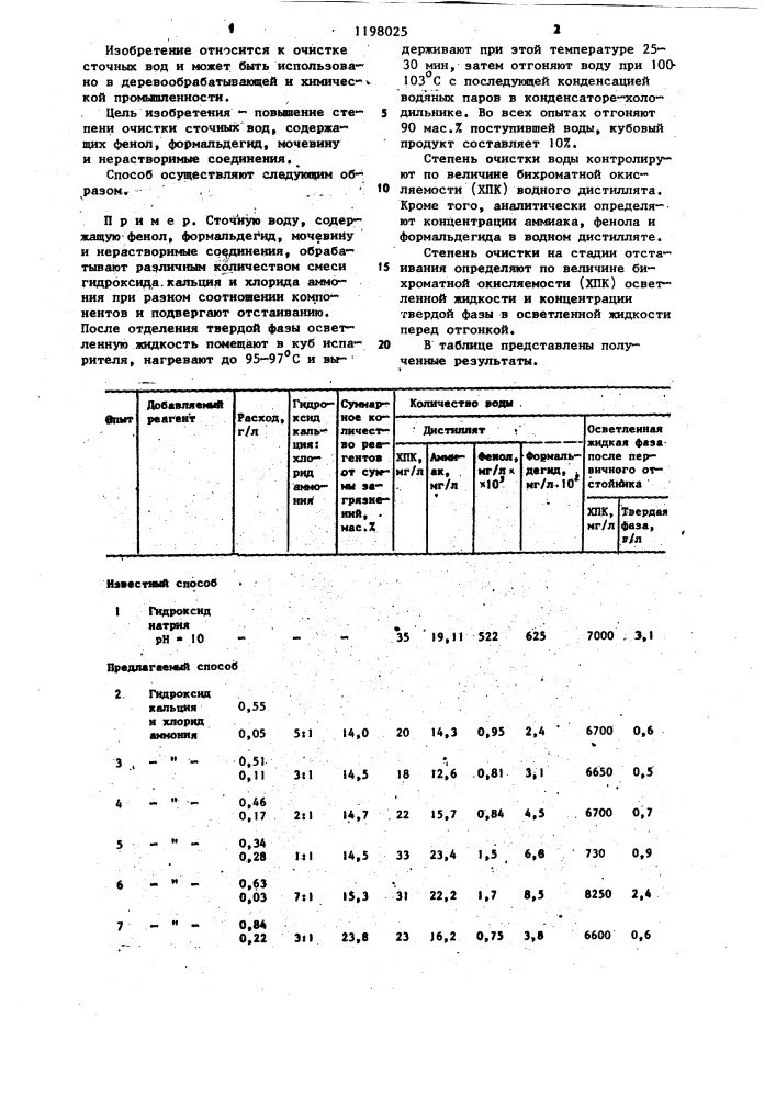 Способ очистки сточных вод (патент 1198025)