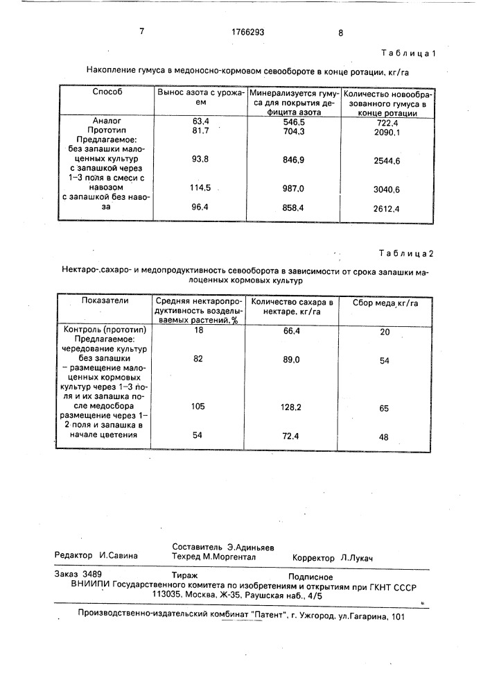 Способ возделывания медоноснокормовых культур (патент 1766293)