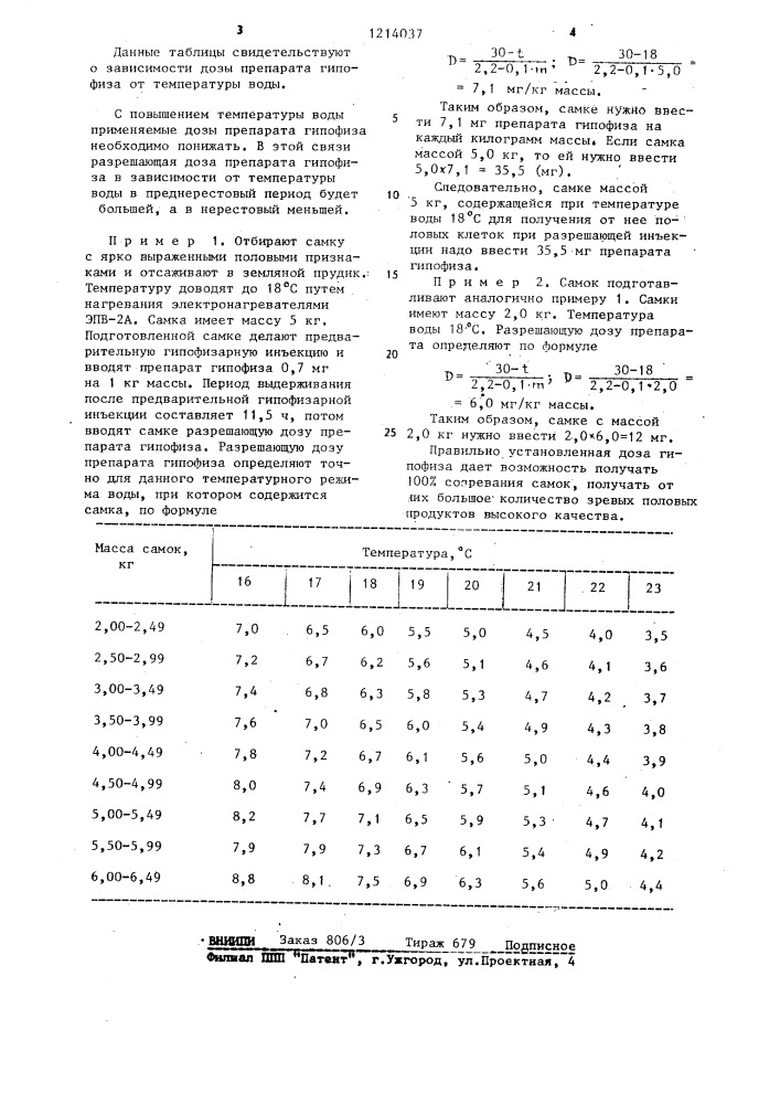 Способ получения половых продуктов у самок рыб карповых пород (патент 1214037)