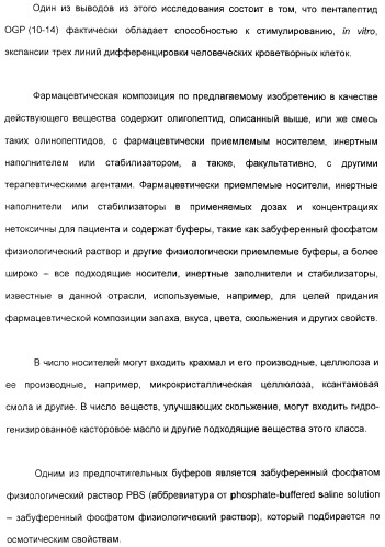 Олигопептиды остеогенного роста как стимуляторы кроветворения (патент 2310468)