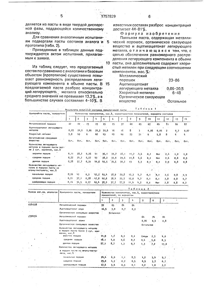 Паяльная паста (патент 1757829)