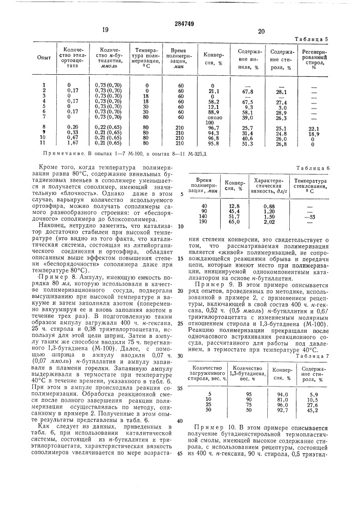 Способ получения сополимеров сопряженных диенов с винилароматическими мономерами (патент 284749)