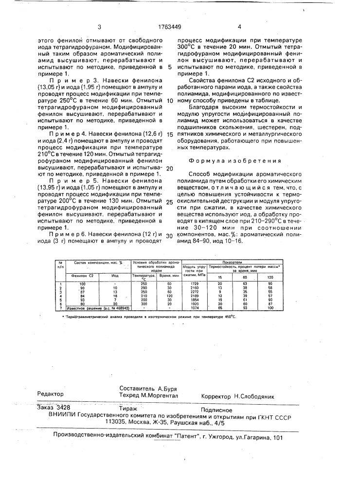 Способ модификации ароматического полиамида (патент 1763449)